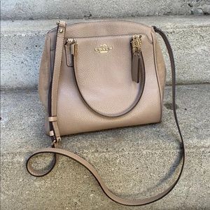 Coach Taupe Leather Purse w/Crossbody Strap
